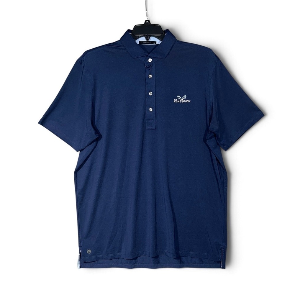 Greyson Polo Shirt Mens XL Navy Blue Monster Logo Performance Stretch Polo